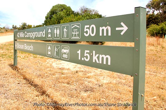 42 Mile Campground and walk sign